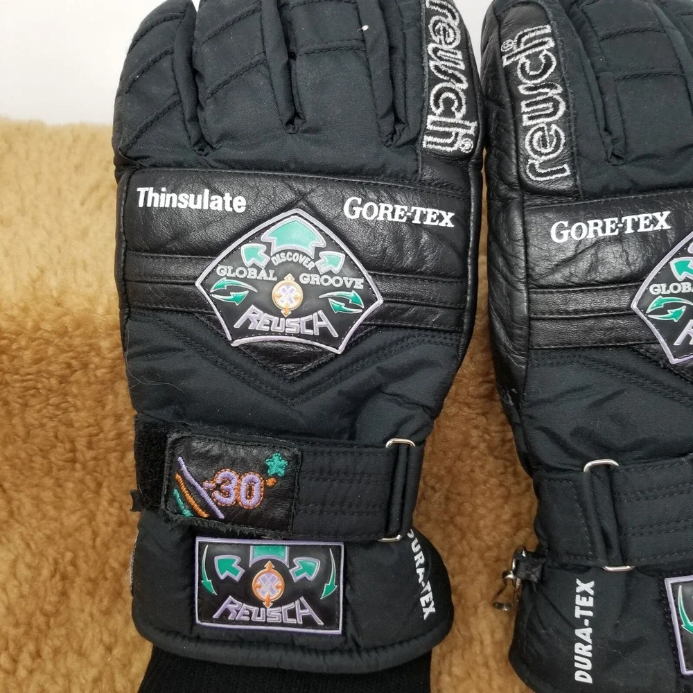 Reusch Ski Gloves Style No 6998 Dura-Tex Gore Tex Black Men's Size 7.5